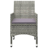 NNEVL 3 Piece Garden Bistro Set Poly Rattan and Tempered Glass Grey