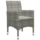 NNEVL 3 Piece Garden Bistro Set Poly Rattan and Tempered Glass Grey