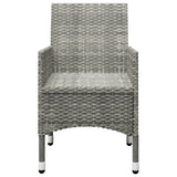 NNEVL 3 Piece Garden Bistro Set Poly Rattan and Tempered Glass Grey
