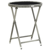 NNEVL 3 Piece Garden Bistro Set Poly Rattan and Tempered Glass Grey