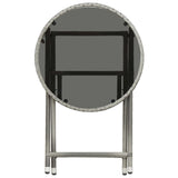NNEVL 3 Piece Garden Bistro Set Poly Rattan and Tempered Glass Grey
