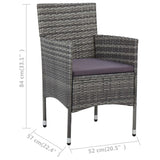 NNEVL 3 Piece Garden Bistro Set Poly Rattan and Tempered Glass Grey