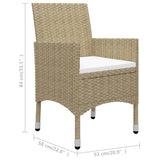 NNEVL 3 Piece Garden Bistro Set Poly Rattan and Tempered Glass Beige