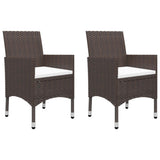 NNEVL 3 Piece Garden Bistro Set Poly Rattan and Tempered Glass Brown