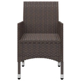 NNEVL 3 Piece Garden Bistro Set Poly Rattan and Tempered Glass Brown