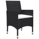 NNEVL 3 Piece Garden Bistro Set Poly Rattan and Acacia Wood Black