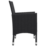 NNEVL 3 Piece Garden Bistro Set Poly Rattan and Acacia Wood Black