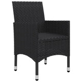 NNEVL 3 Piece Garden Bistro Set Poly Rattan and Acacia Wood Black