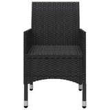 NNEVL 3 Piece Garden Bistro Set Poly Rattan and Acacia Wood Black