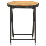 NNEVL 3 Piece Garden Bistro Set Poly Rattan and Acacia Wood Black