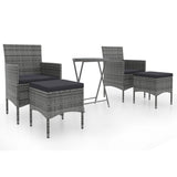 NNEVL 5 Piece Garden Bistro Set Poly Rattan and Tempered Glass Grey