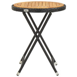 NNEVL 5 Piece Garden Bistro Set Poly Rattan & Solid Acacia Wood Black