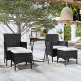 NNEVL 5 Piece Garden Bistro Set Poly Rattan & Solid Acacia Wood Black