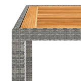 NNEVL 3 Piece Garden Dining Set Poly Rattan & Solid Acacia Wood Grey