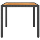 NNEVL 5 Piece Garden Dining Set Poly Rattan & Solid Acacia Wood Black