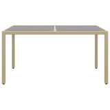 NNEVL 5 Piece Garden Dining Set Poly Rattan and Tempered Glass Beige