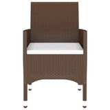 NNEVL 5 Piece Garden Dining Set Poly Rattan and Tempered Glass Brown