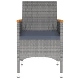 NNEVL 5 Piece Garden Dining Set Poly Rattan and Tempered Glass Grey