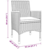 NNEVL 5 Piece Garden Dining Set Poly Rattan and Tempered Glass Grey