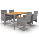 NNEVL 5 Piece Garden Dining Set Poly Rattan Grey