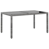 NNEVL 7 Piece Garden Dining Set Poly Rattan and Tempered Glass Grey