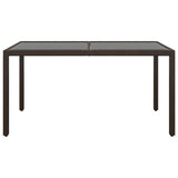 NNEVL 7 Piece Garden Dining Set Poly Rattan and Tempered Glass Brown