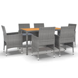 NNEVL 7 Piece Garden Dining Set Poly Rattan Grey