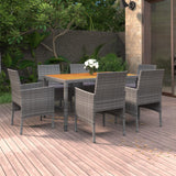 NNEVL 7 Piece Garden Dining Set Poly Rattan Grey