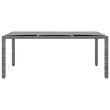 NNEVL 7 Piece Garden Dining Set Poly Rattan and Tempered Glass Grey