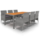 NNEVL 7 Piece Garden Dining Set Poly Rattan Grey