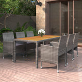 NNEVL 7 Piece Garden Dining Set Poly Rattan Grey