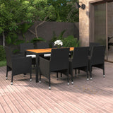 NNEVL 9 Piece Garden Dining Set Poly Rattan Black