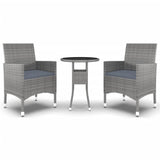 NNEVL 3 Piece Garden Dining Set Poly Rattan Grey