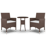 NNEVL 3 Piece Garden Dining Set Poly Rattan Brown