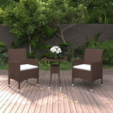 NNEVL 3 Piece Garden Dining Set Poly Rattan Brown