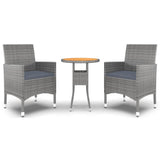 NNEVL 3 Piece Garden Dining Set Poly Rattan Grey