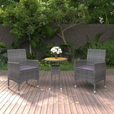 NNEVL 3 Piece Garden Dining Set Poly Rattan Grey