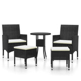 NNEVL 5 Piece Garden Lounge Set Poly Rattan Black