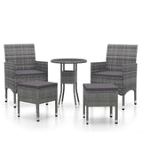NNEVL 5 Piece Garden Lounge Set Poly Rattan Grey