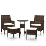 NNEVL 5 Piece Garden Lounge Set Poly Rattan Brown