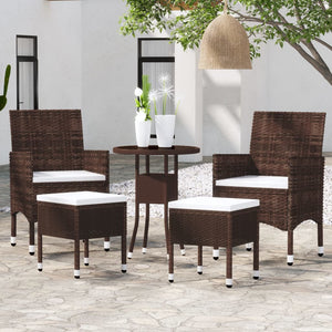 NNEVL 5 Piece Garden Lounge Set Poly Rattan Brown