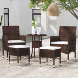 NNEVL 5 Piece Garden Lounge Set Poly Rattan Brown