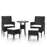 NNEVL 5 Piece Garden Lounge Set Poly Rattan Black