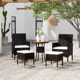 NNEVL 5 Piece Garden Lounge Set Poly Rattan Black