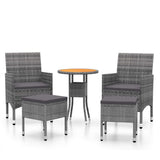NNEVL 5 Piece Garden Lounge Set Poly Rattan Grey