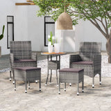 NNEVL 5 Piece Garden Lounge Set Poly Rattan Grey