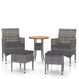 NNEVL 5 Piece Garden Lounge Set Poly Rattan Grey