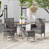 NNEVL 5 Piece Garden Lounge Set Poly Rattan Grey