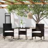 NNEVL 3 Piece Garden Dining Set Poly Rattan Black