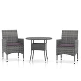 NNEVL 3 Piece Garden Dining Set Poly Rattan Grey